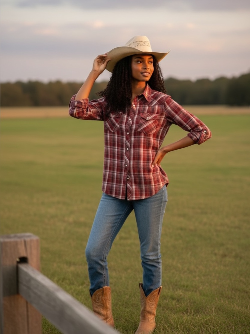 🔥 Beautiful Wrangler Wrancher Plaid Shirt — Brick Red - Size Large 🤠